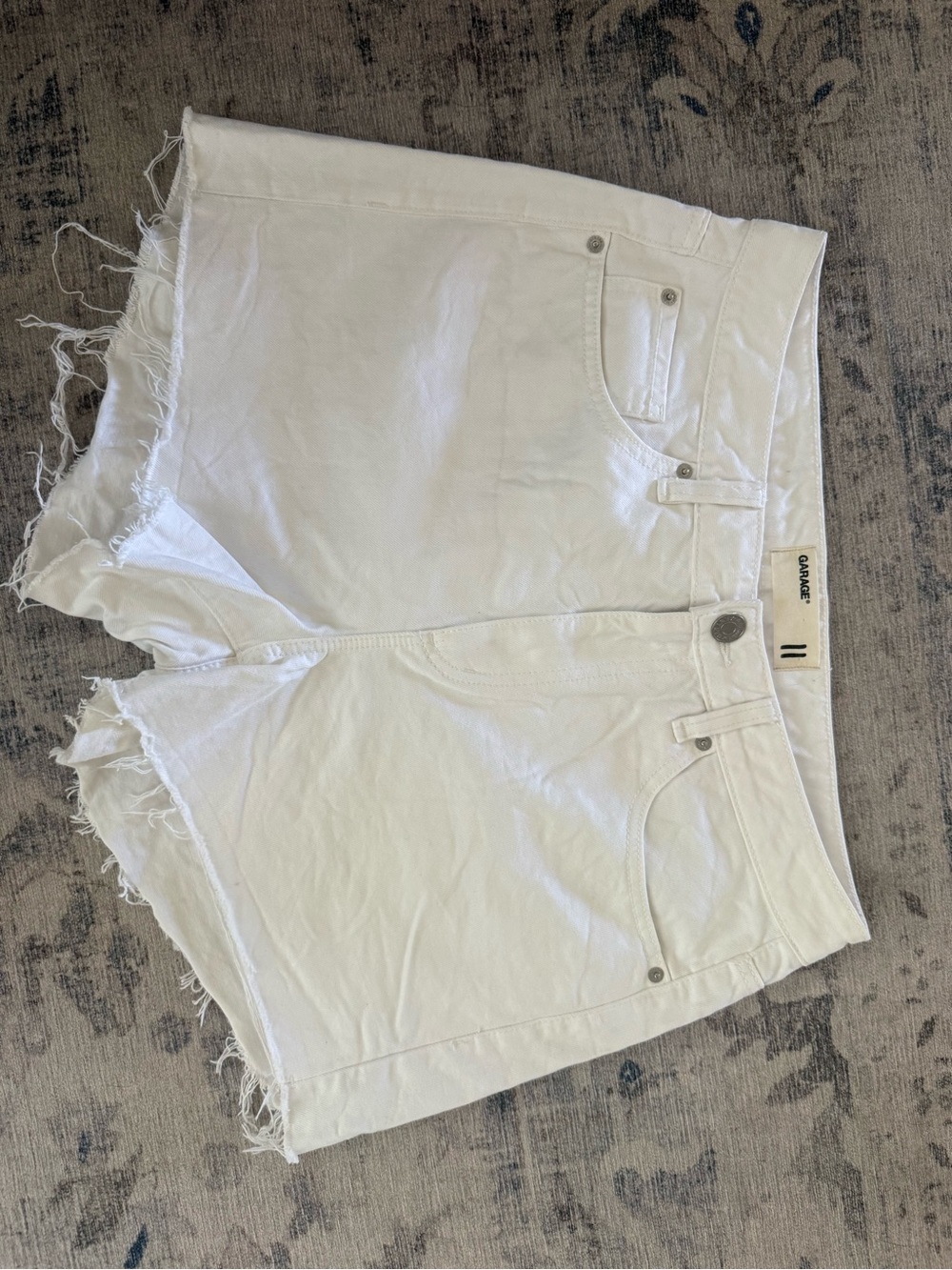 Garage White Frayed Denim Jean Shorts